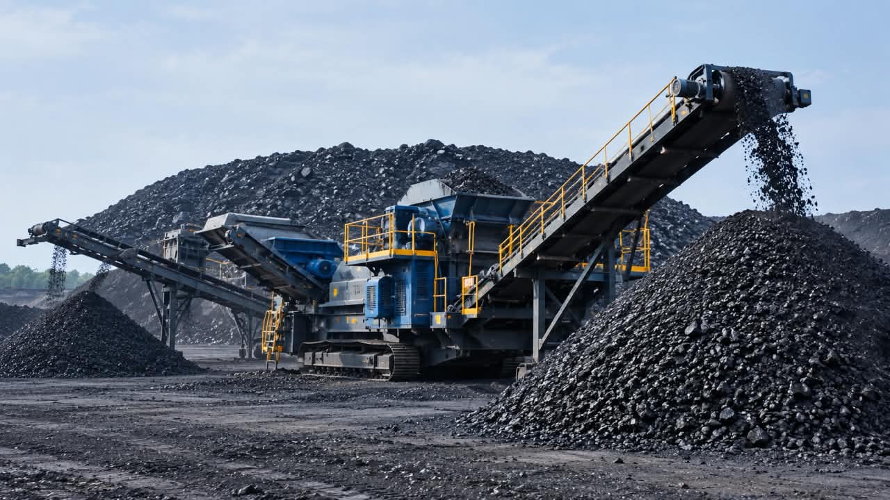 Coal processing and crushing equipment in operation